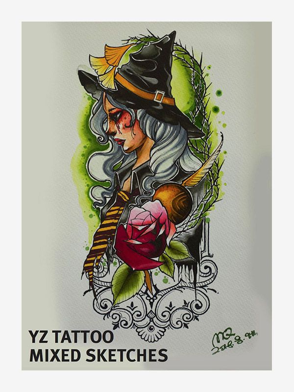witch tattoo design, traditional tattoo ...
